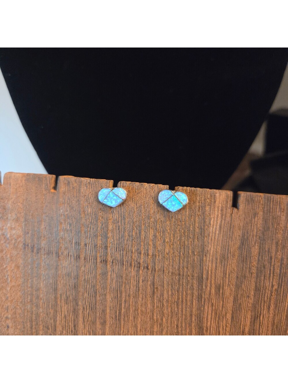 Sterling Silver Blue/Green Fire Opal Heart Post Earrings